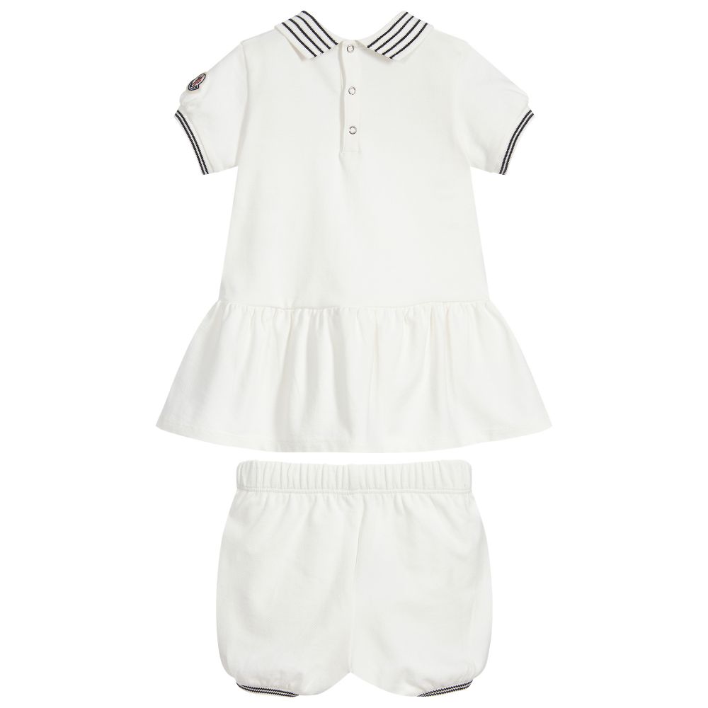 Baby Girls White Logo Cotton Set