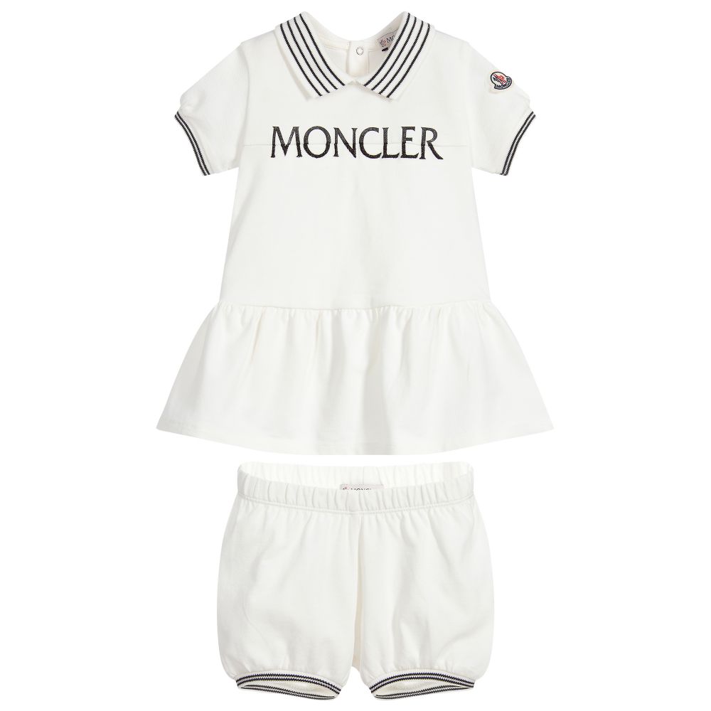 Baby Girls White Logo Cotton Set