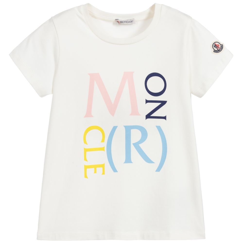 Girls White Logo Cotton T-shirt