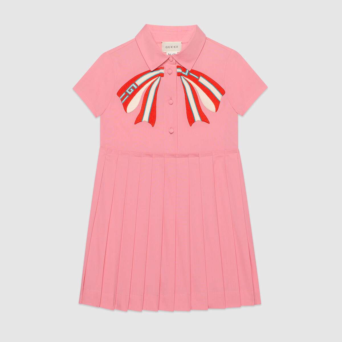 Girls Pink Bow-knot Cotton Dress