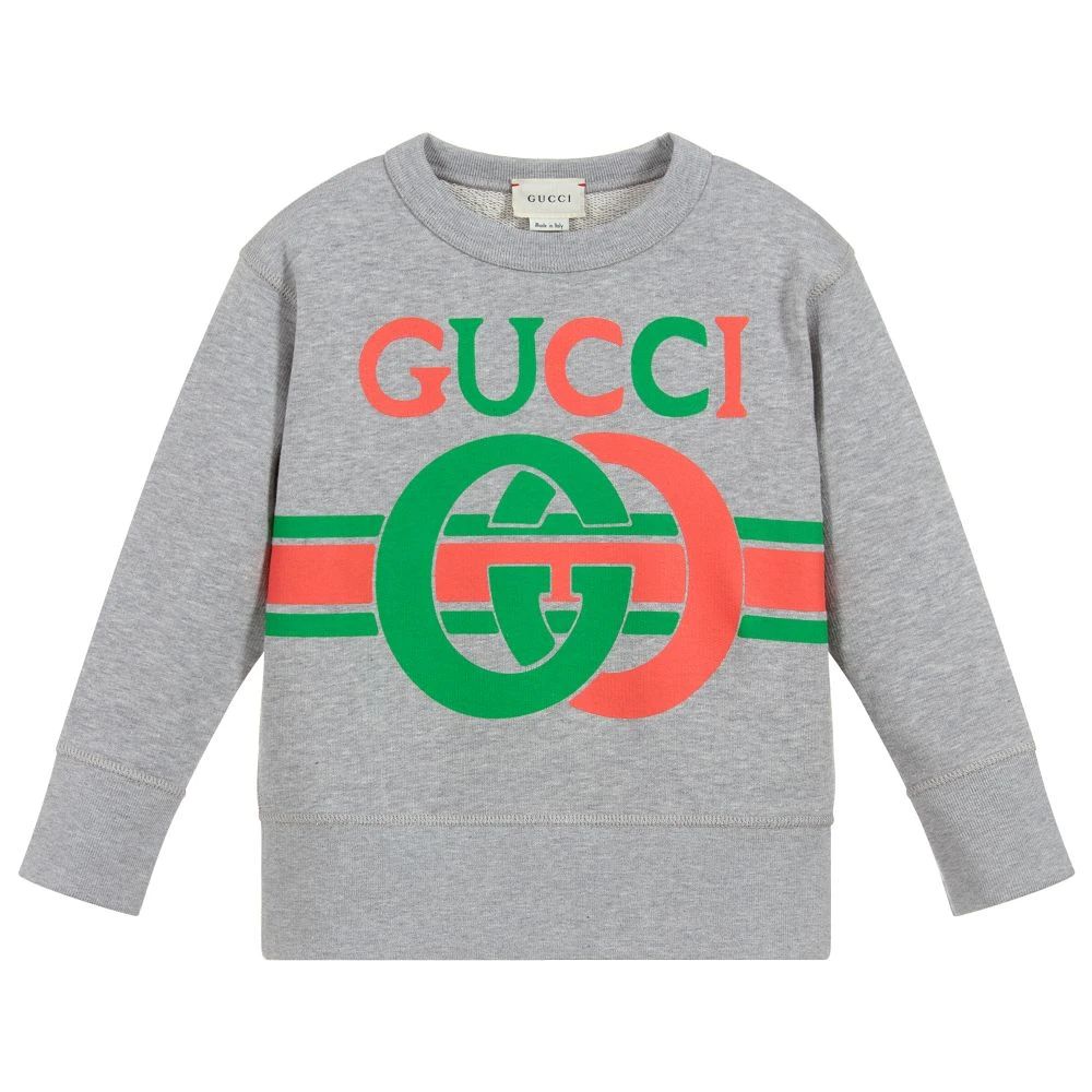 Boys Grey Logo Cotton Sweatshirt