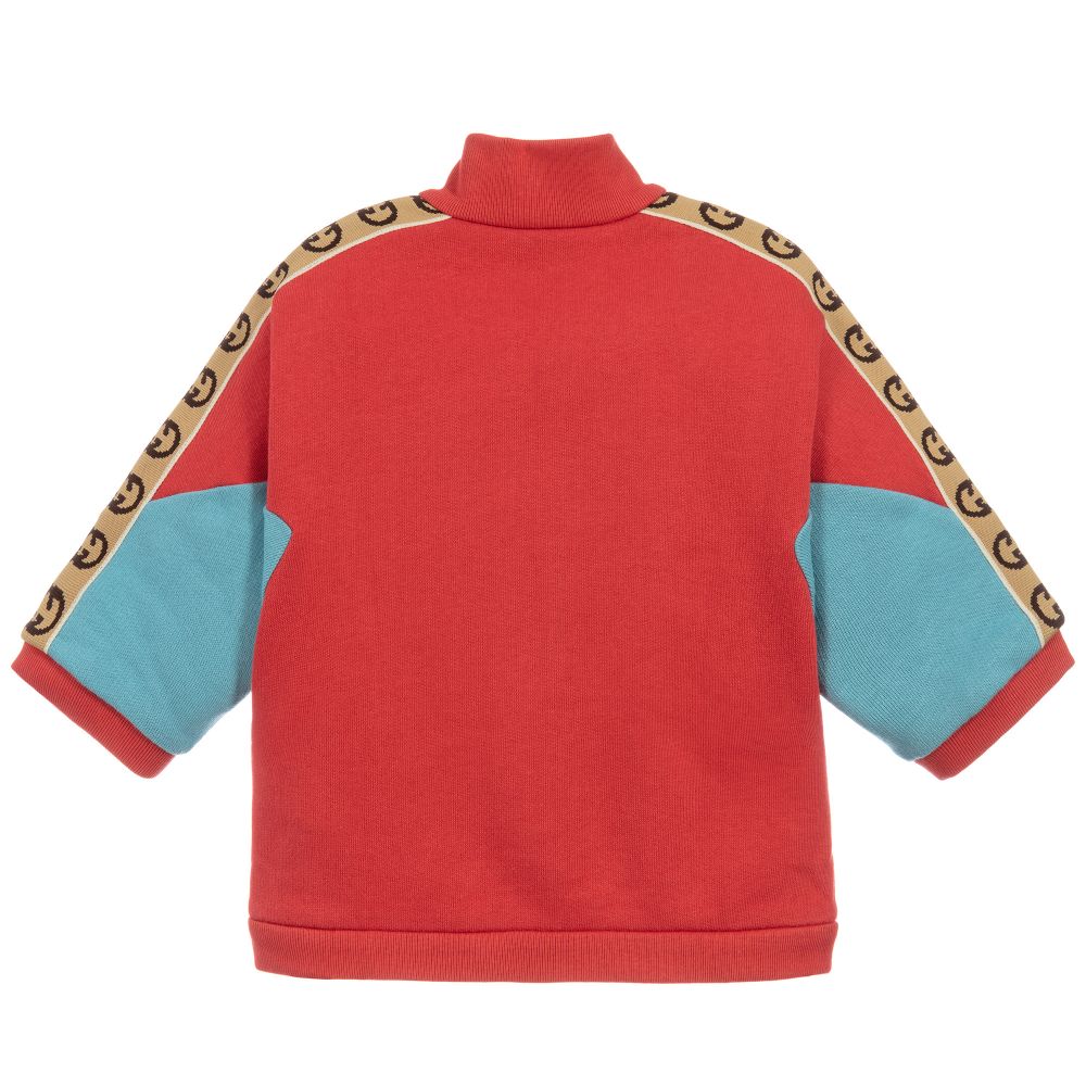 Baby Girls Red & Blue Zip-up Top