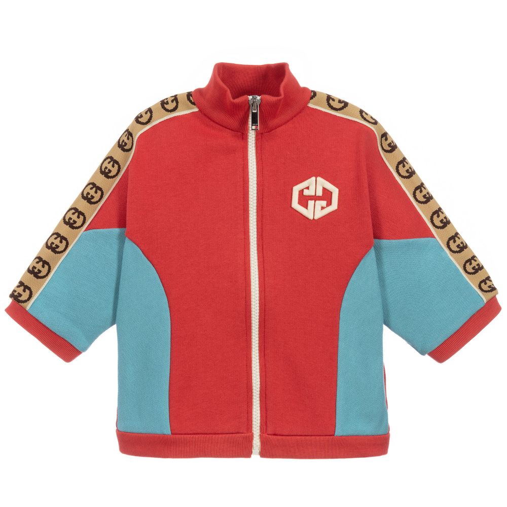 Baby Girls Red & Blue Zip-up Top