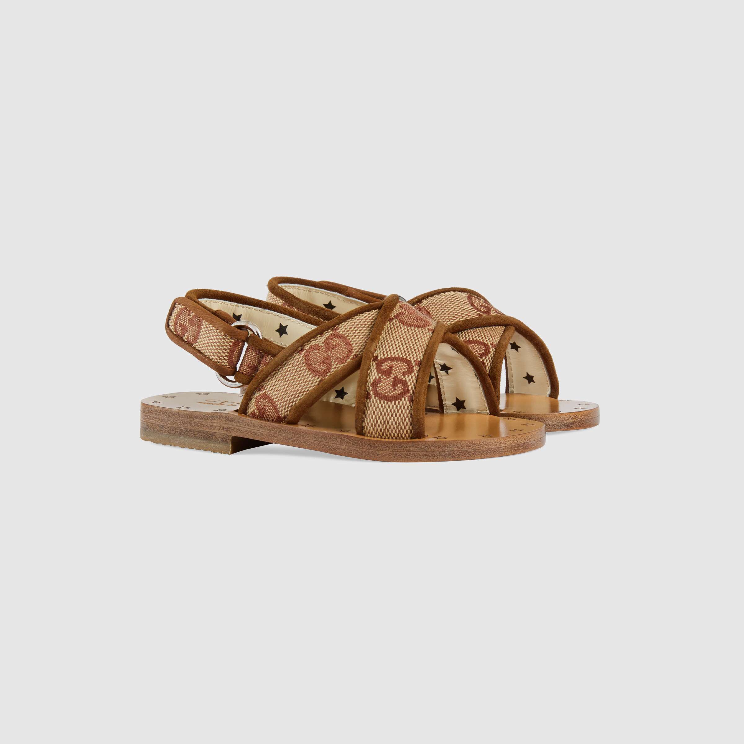 Baby Girls Beige GG Leather Sandals
