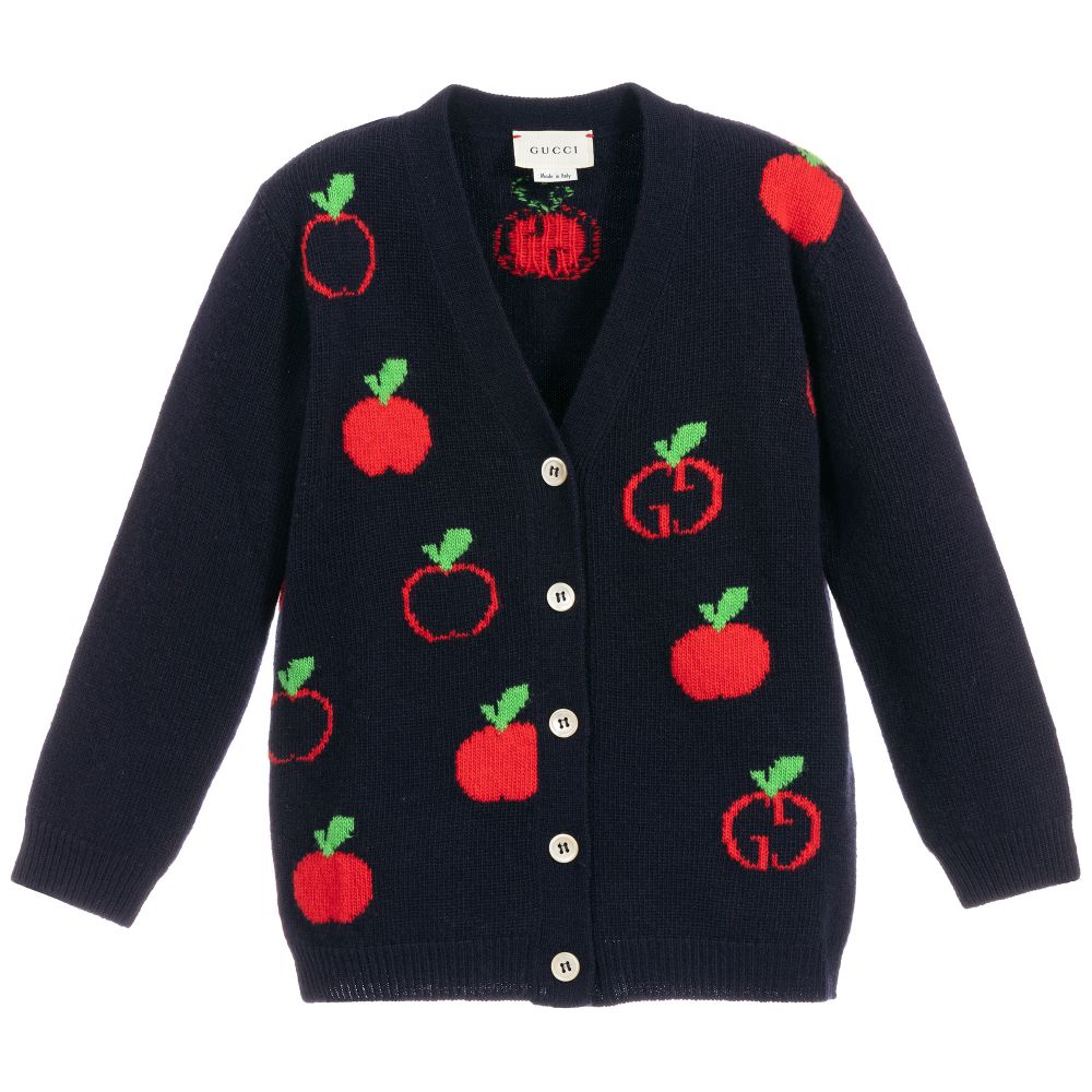 Girls Navy Wool Cardigan