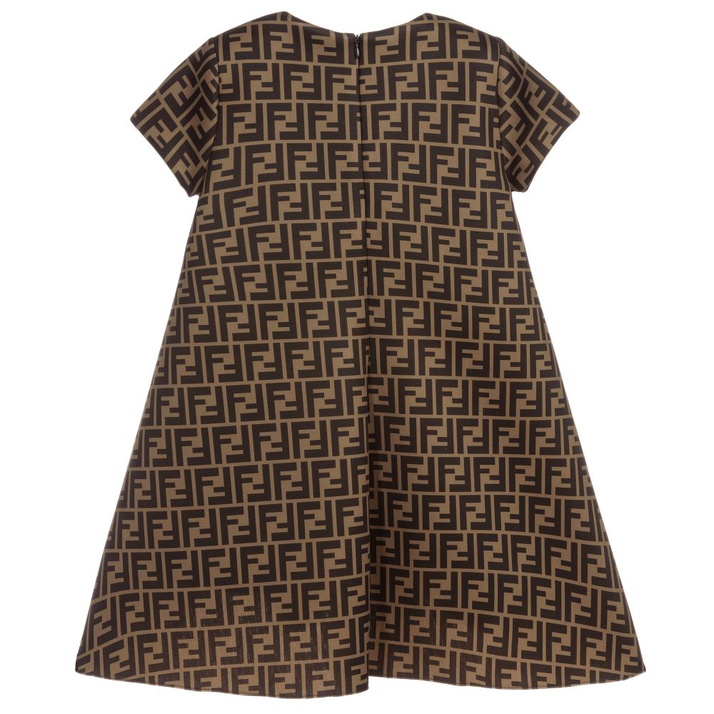 Girls Beige FF Logo Dress