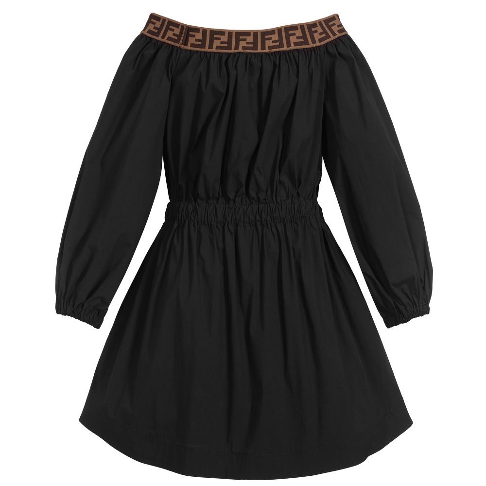 Girls Black Logo Cotton Dress