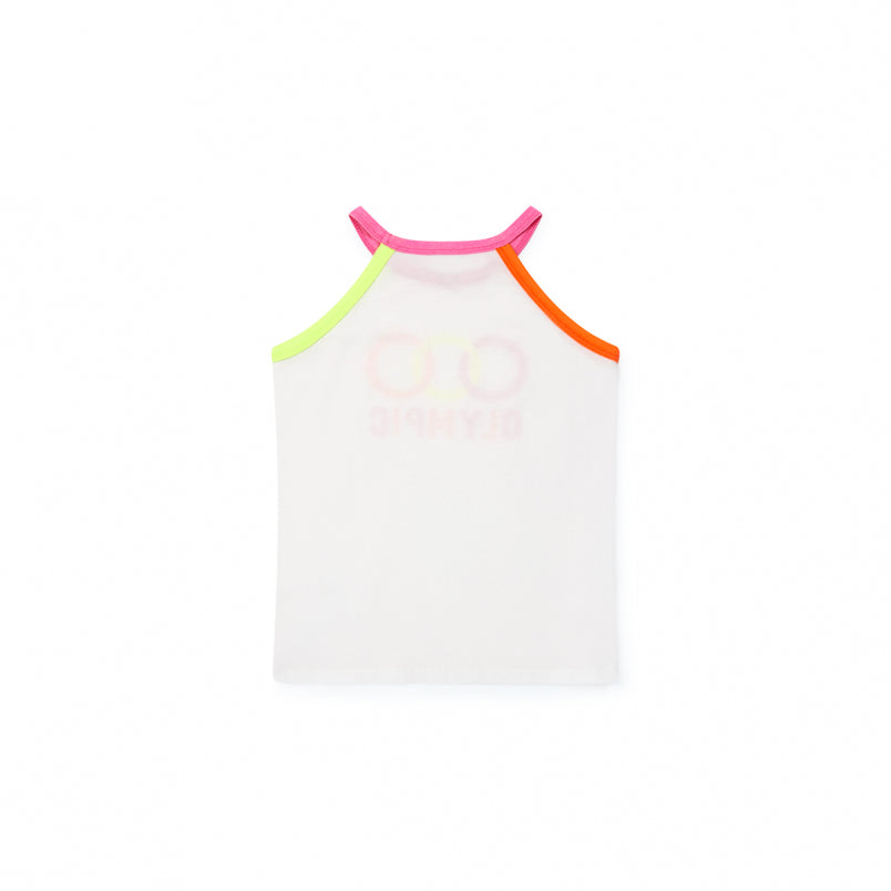 Girls White Cotton Tank Top