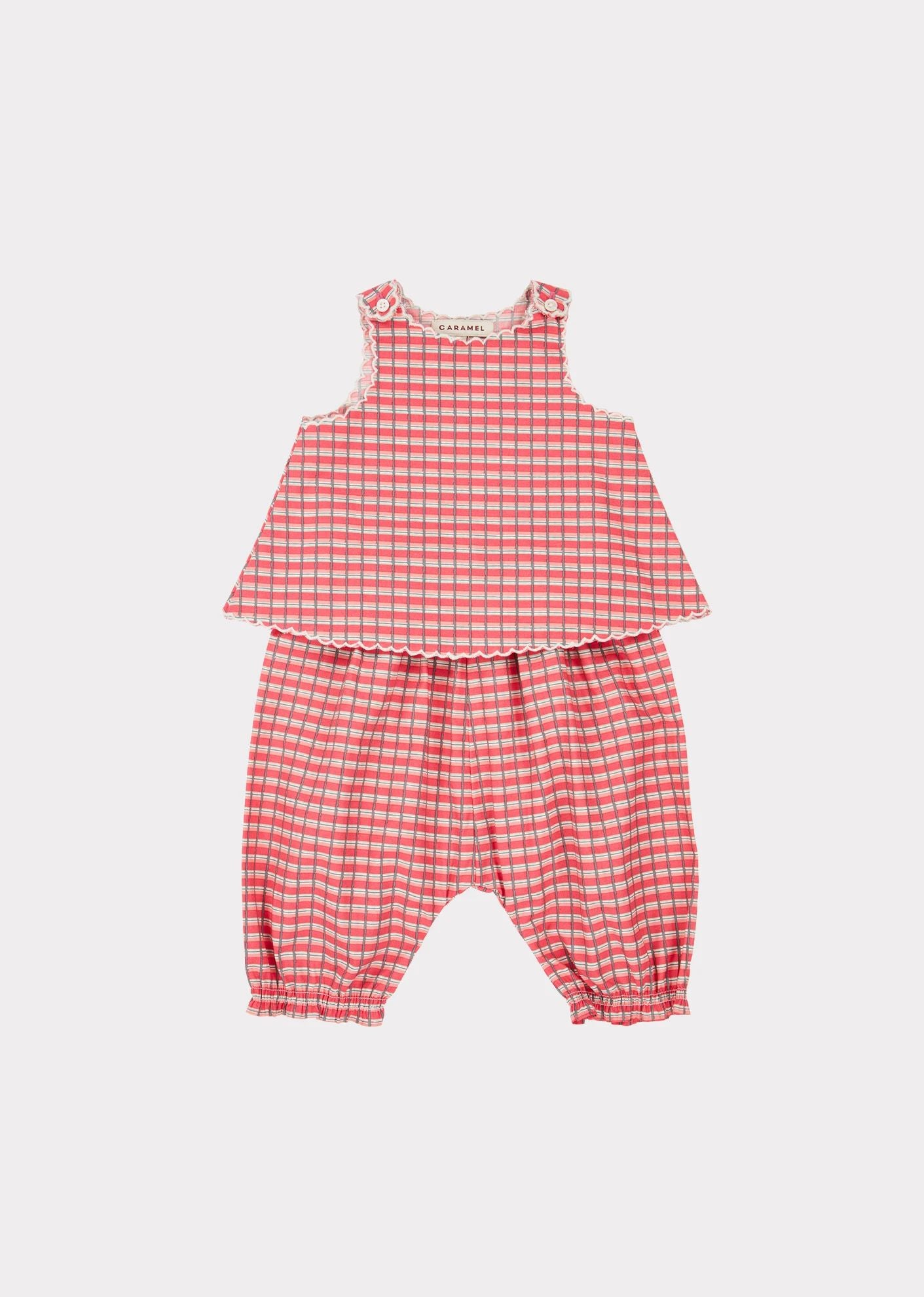 Baby Girls Red Check Cotton Set