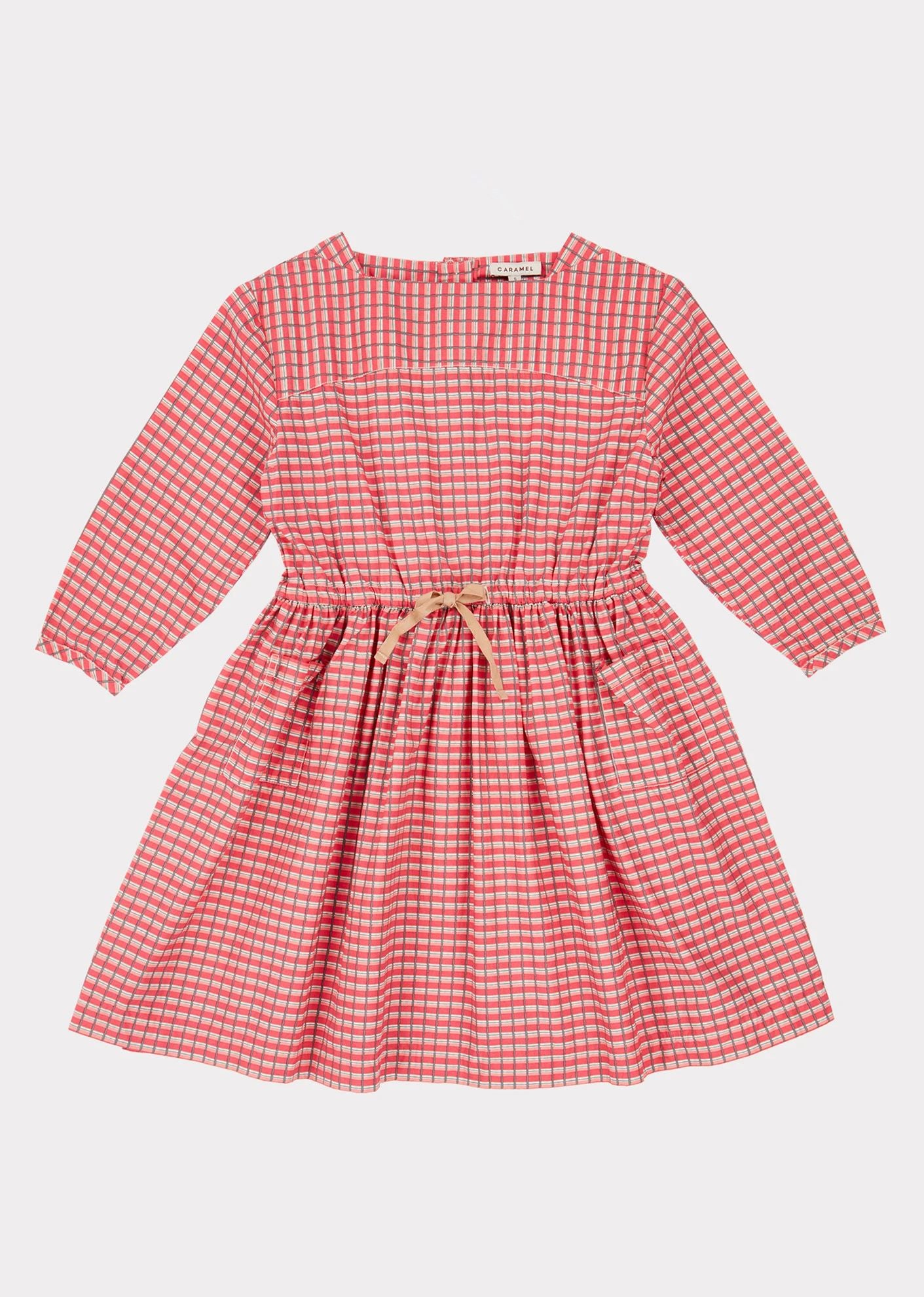 Girls Red Check Cotton Dress