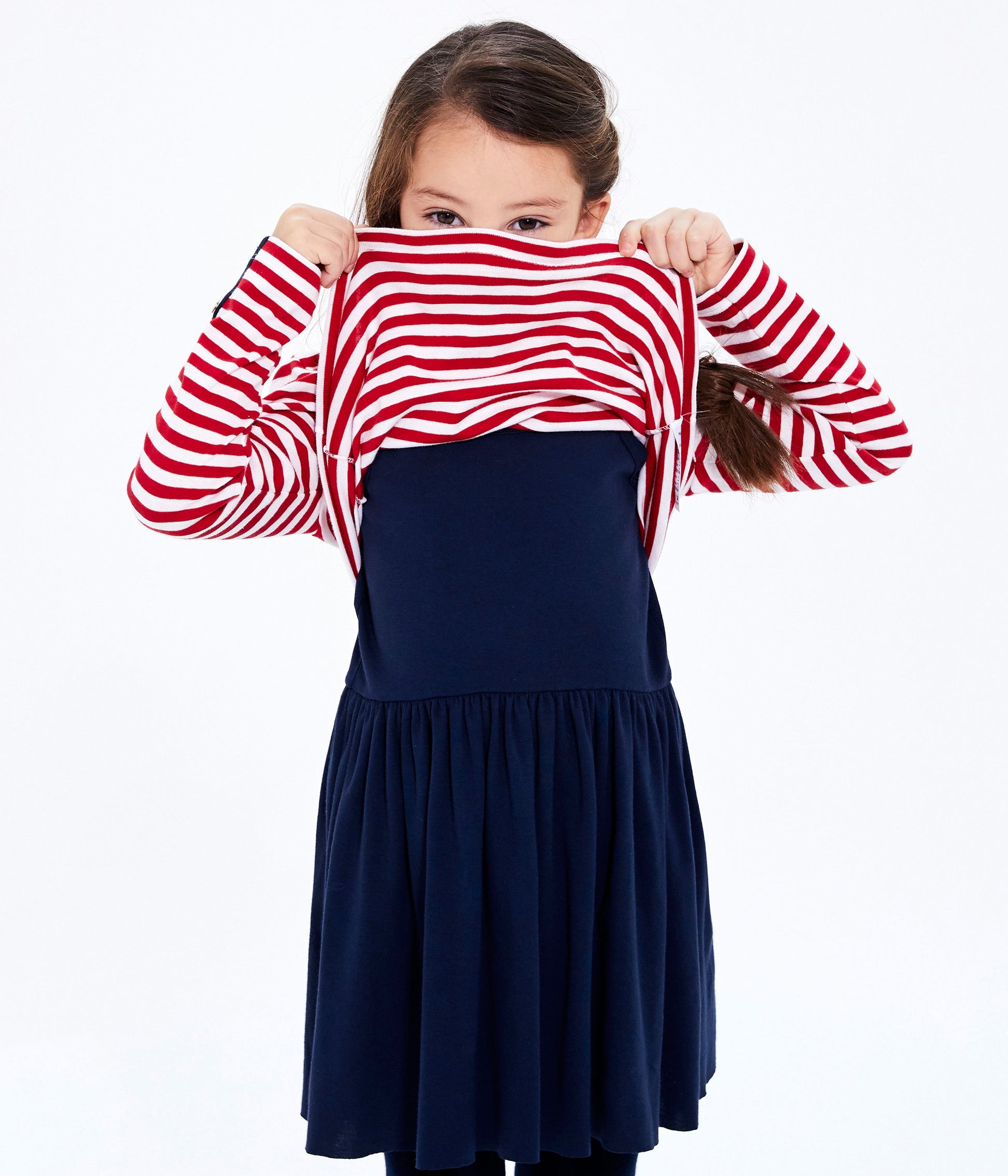 Girls Black & Red Stripes Dress