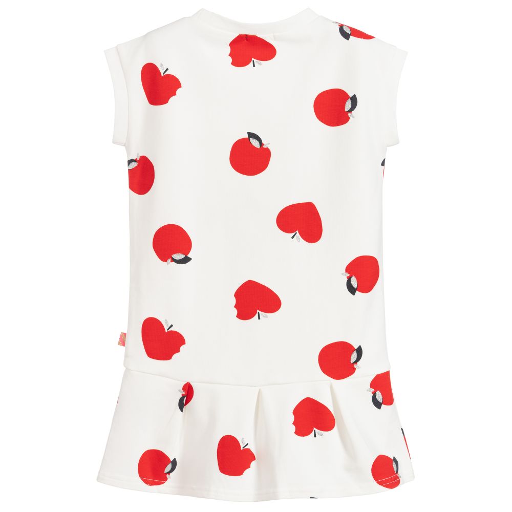 Girls White Pattern Cotton Dress