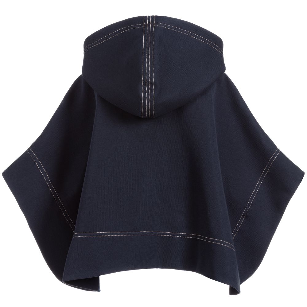 Girls Blue Hooded Cotton Shawl