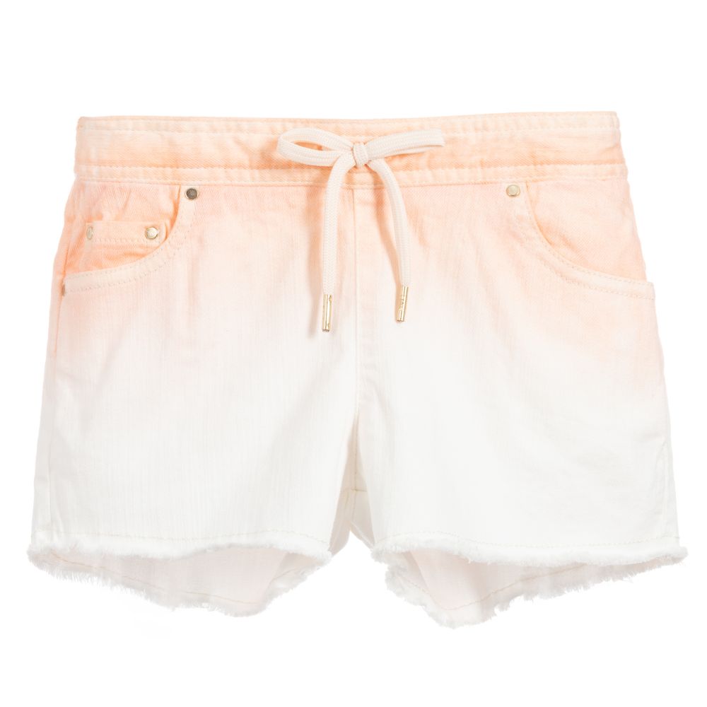 Girls Pink & White Denim Shorts
