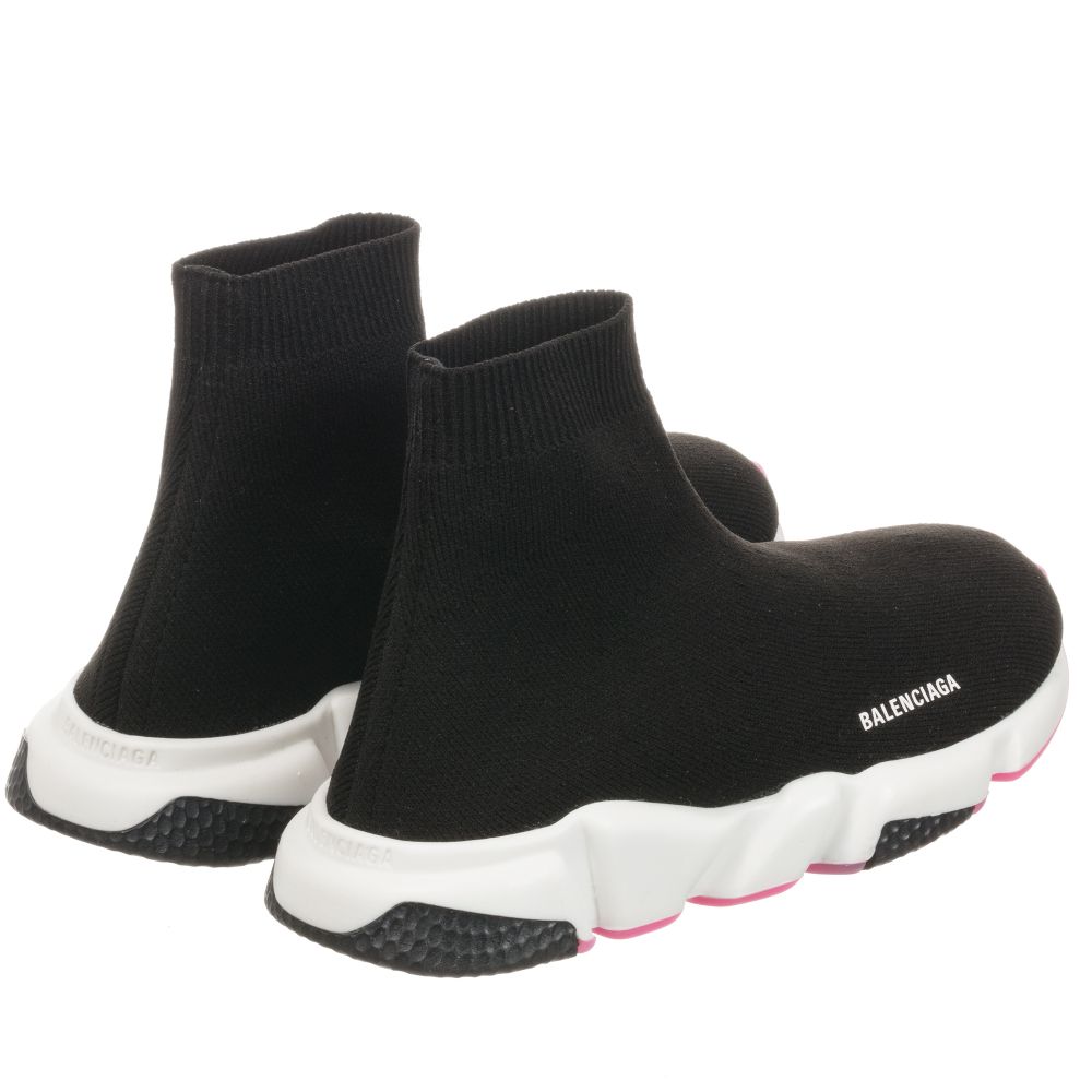 Girls Black & Pink Speed Logo Shoes