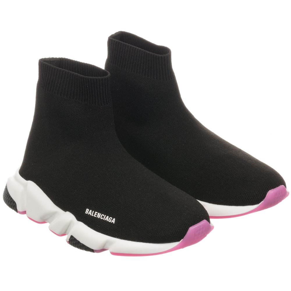 Girls Black & Pink Speed Logo Shoes