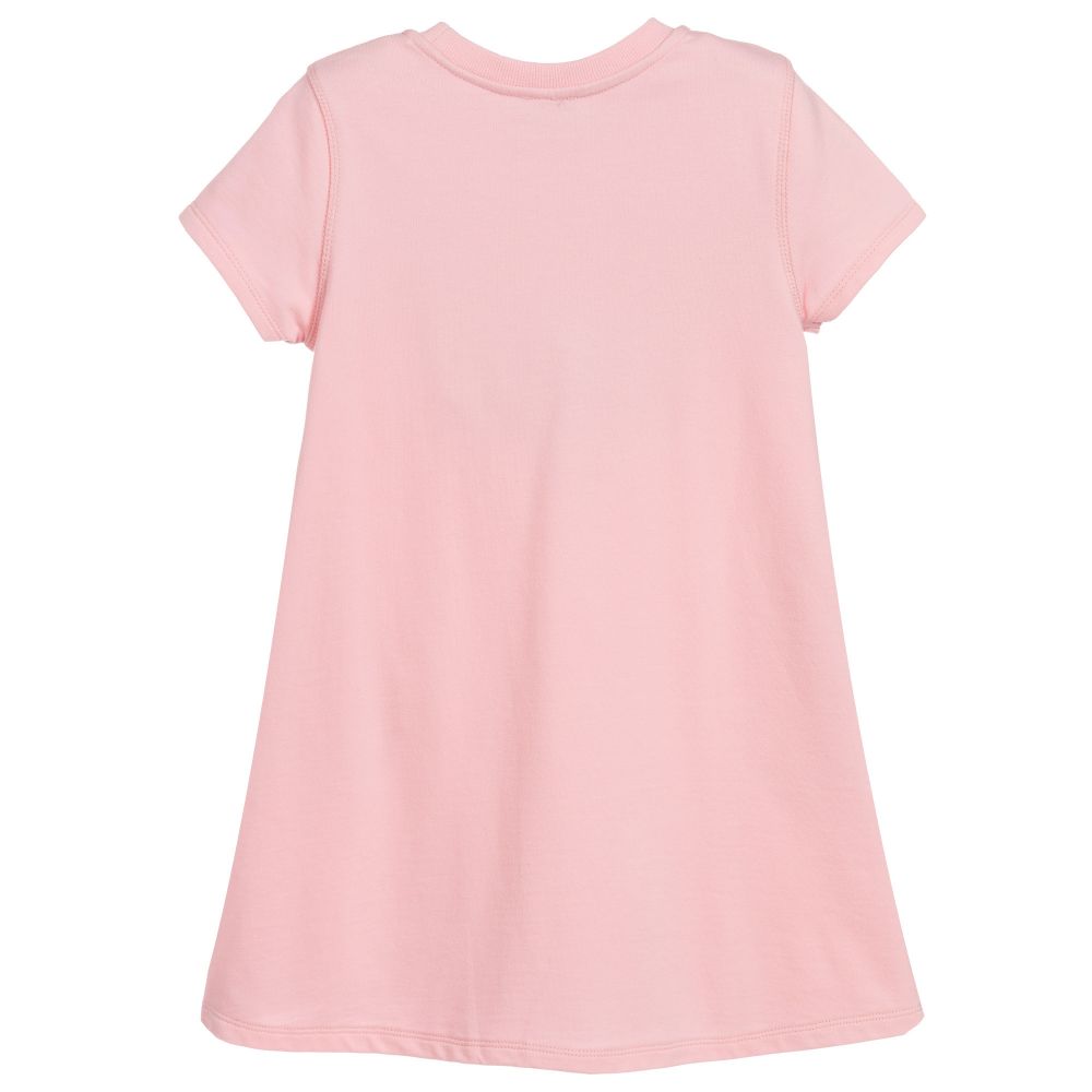 Girls Pink Jersey Logo Cotton Dress