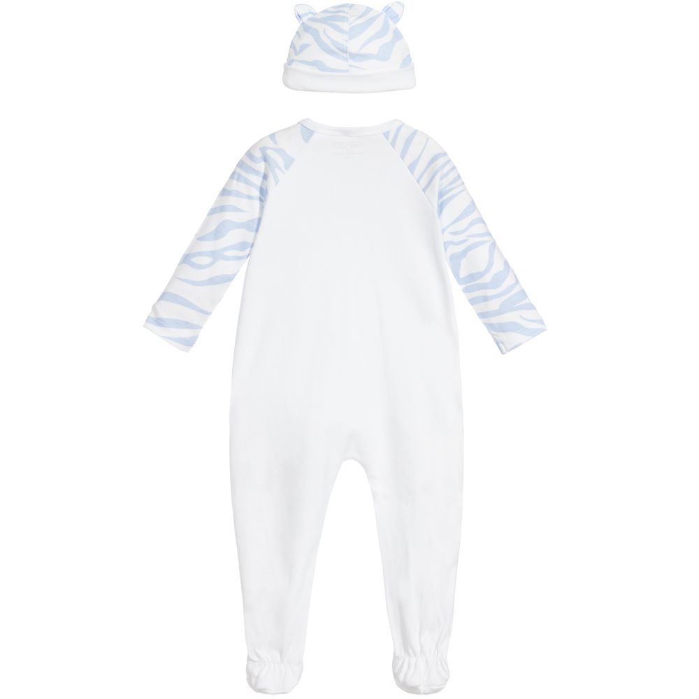 Baby Boys White Cotton Babysuit