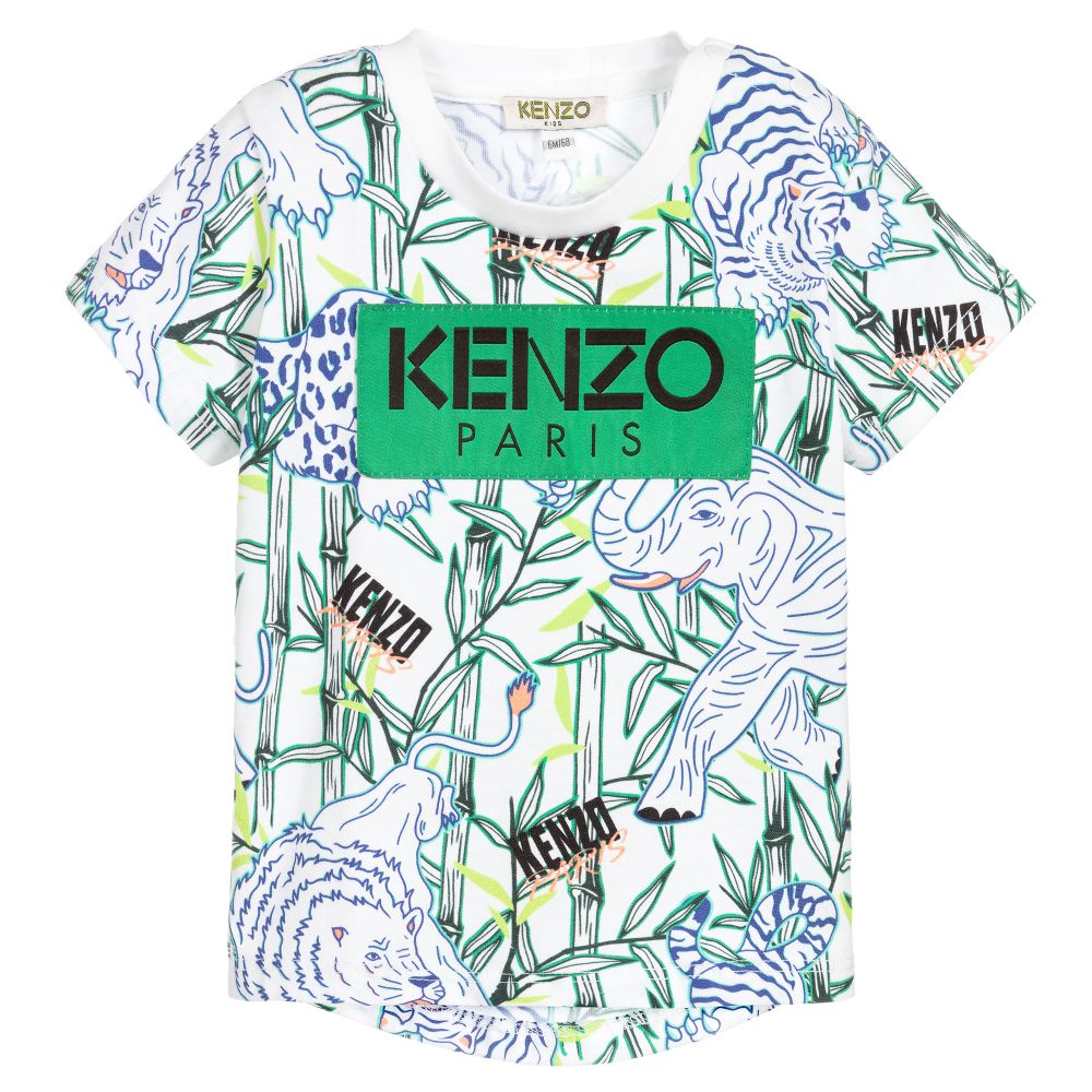 Baby Boys White Printed Cotton T-shirt