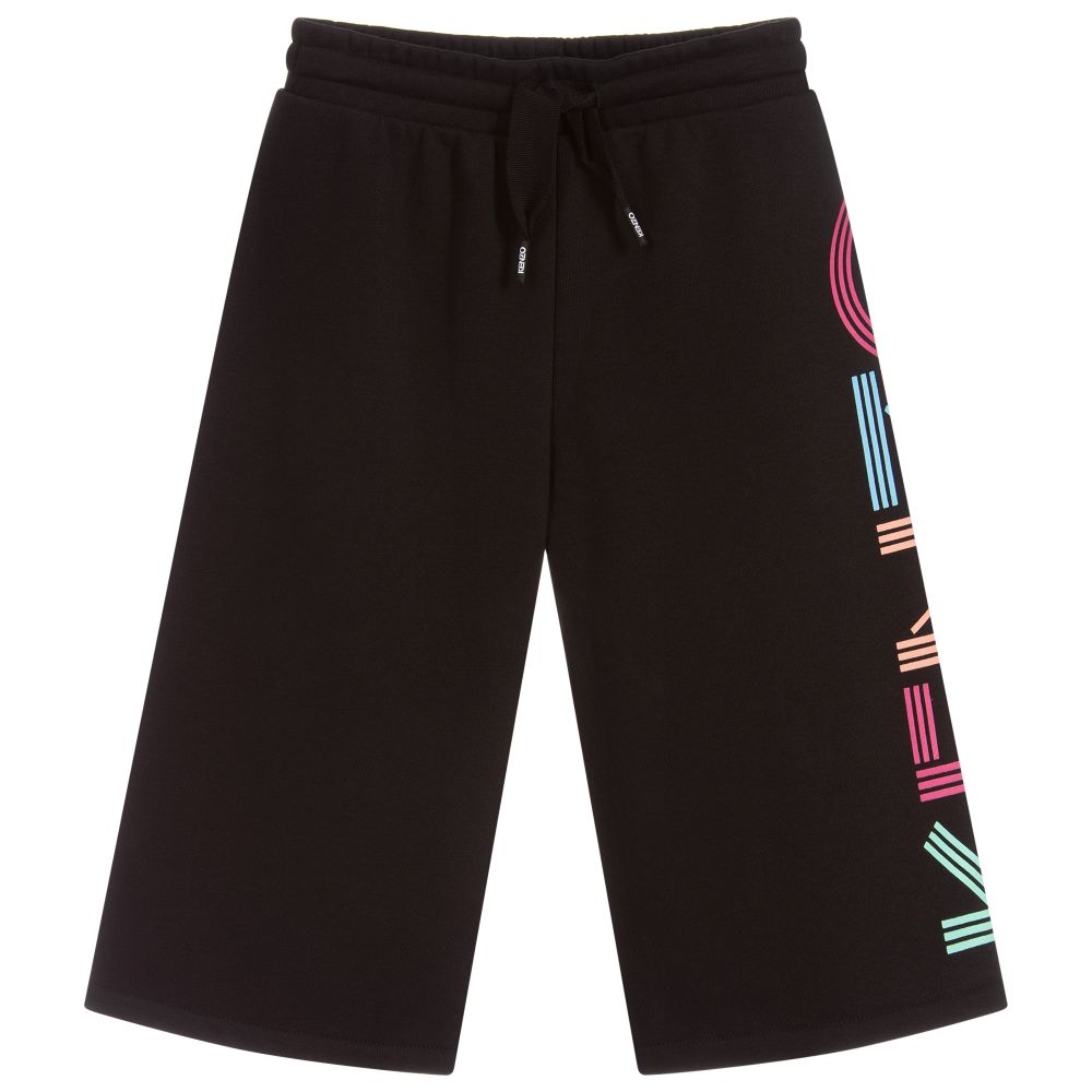Girls Black Logo Cotton Trousers
