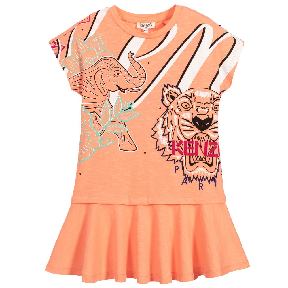 Girls Orange Cotton Dress