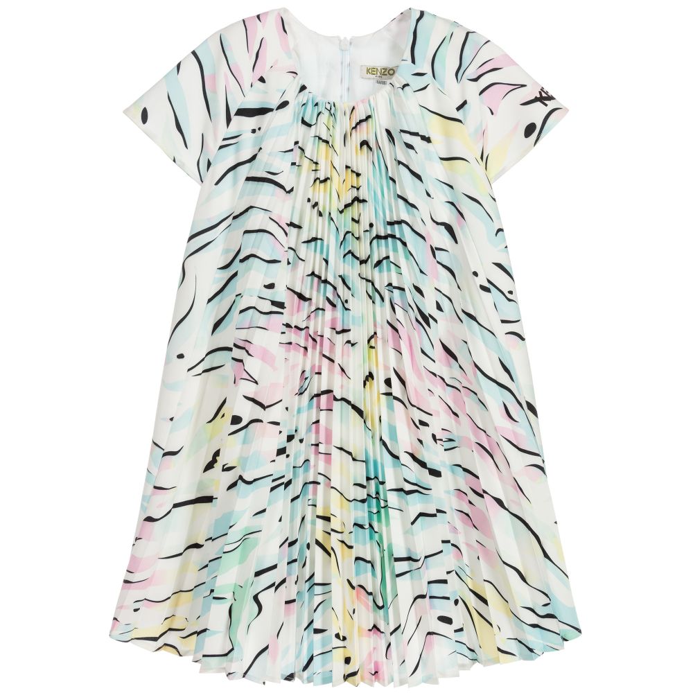 Girls Pink & Green Pleated Dress