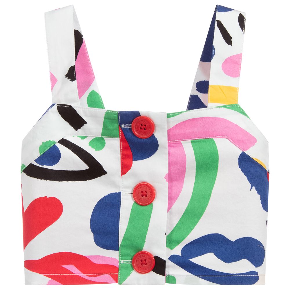 Girls White Painted Cotton Top