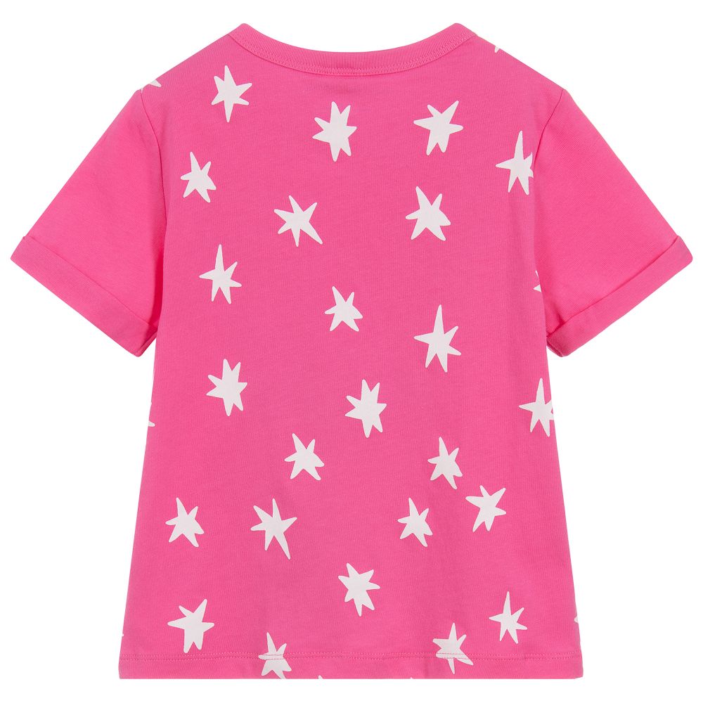 Girls Pink Rainbow Cotton T-shirt