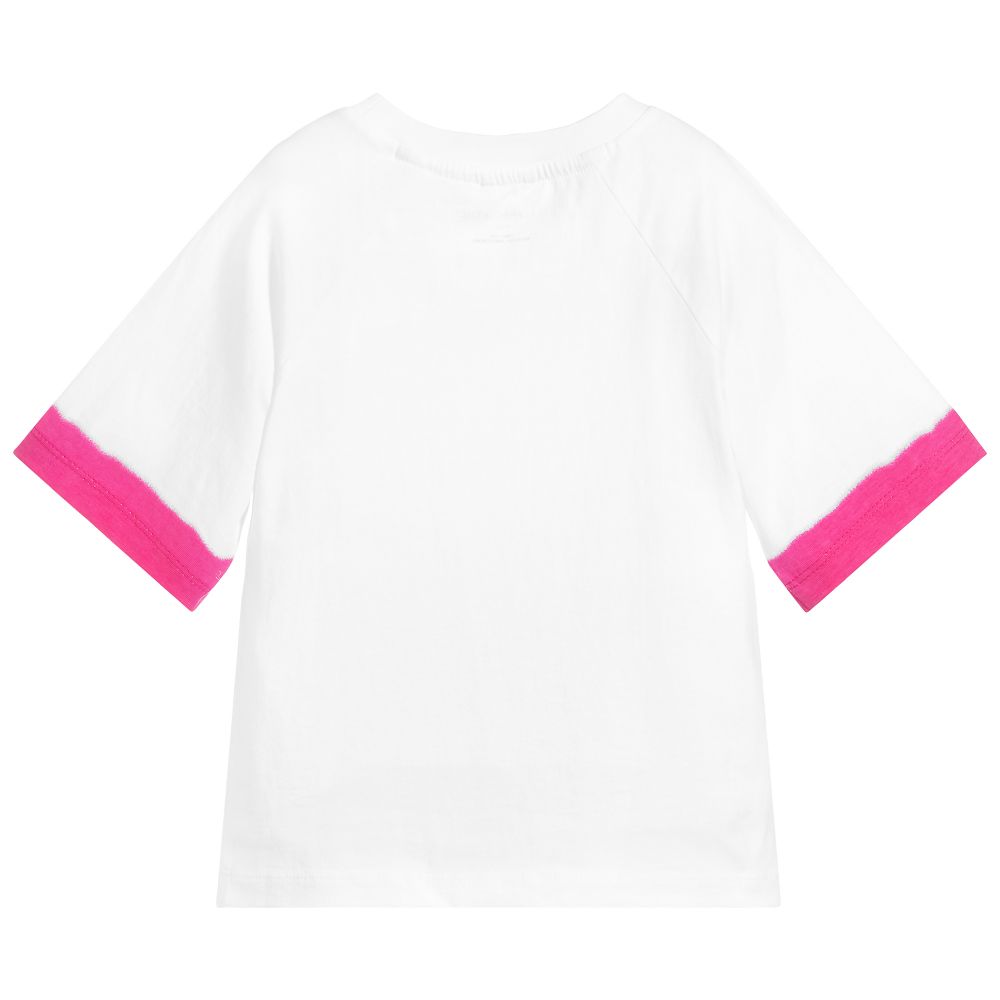 Girls White Logo Cotton T-shirt