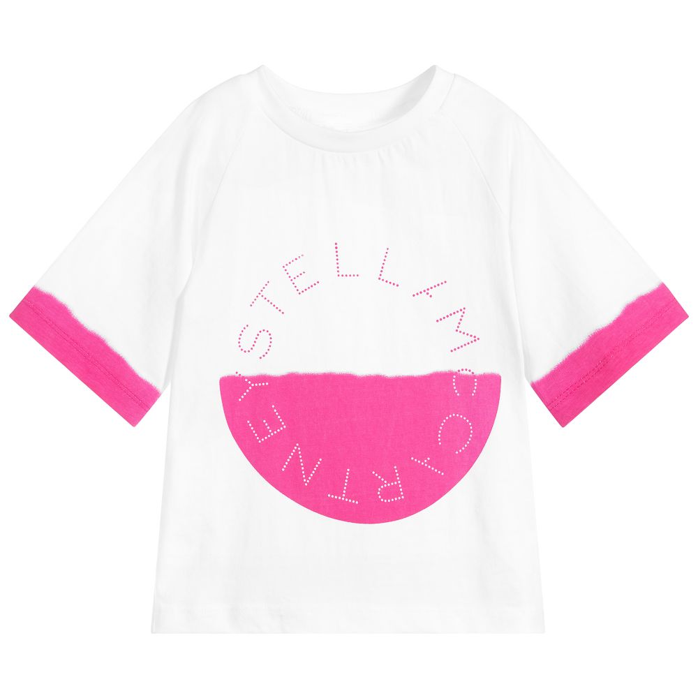 Girls White Logo Cotton T-shirt