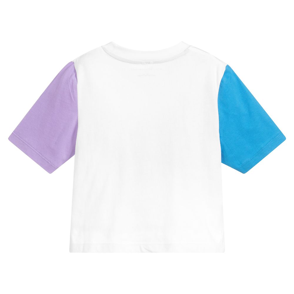 Girls White Logo Cotton T-shirt