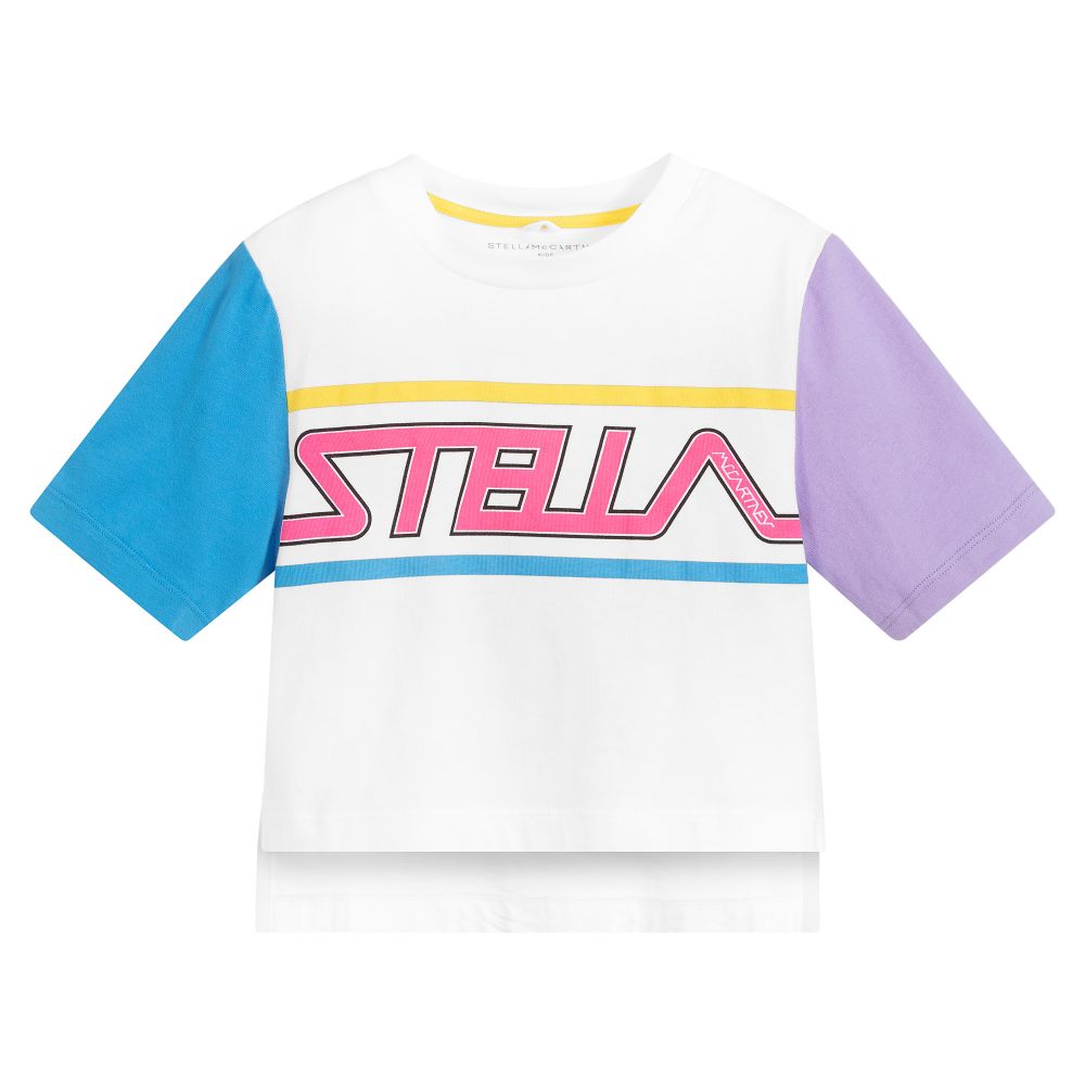 Girls White Logo Cotton T-shirt