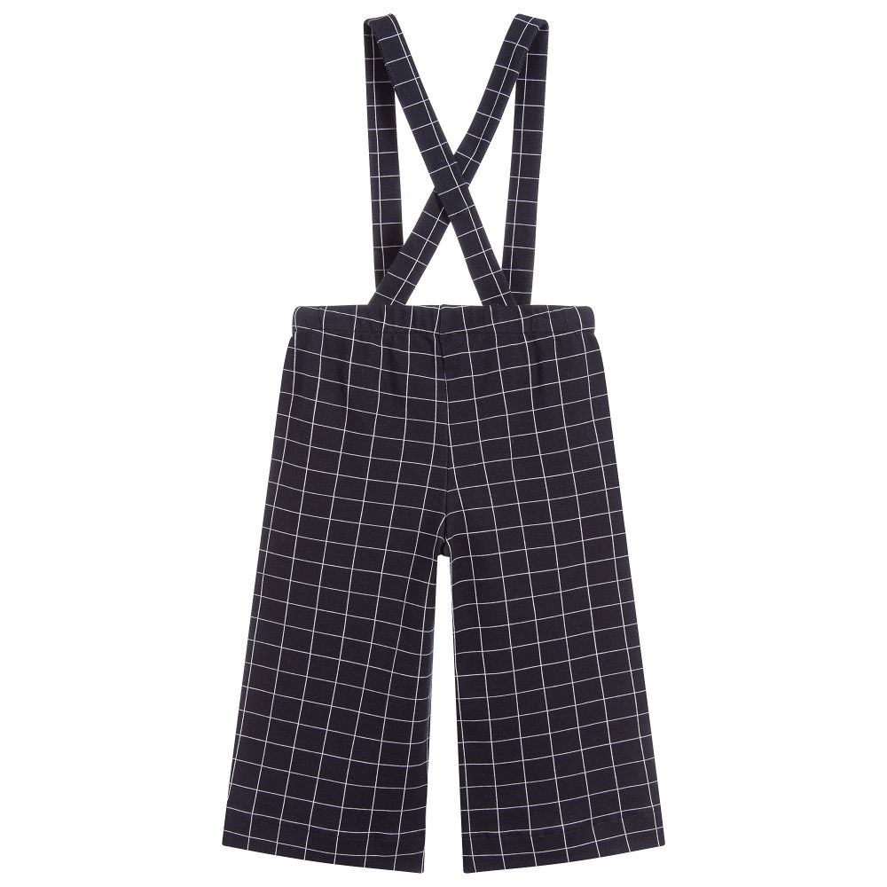 Girls Black Check Cotton Trousers