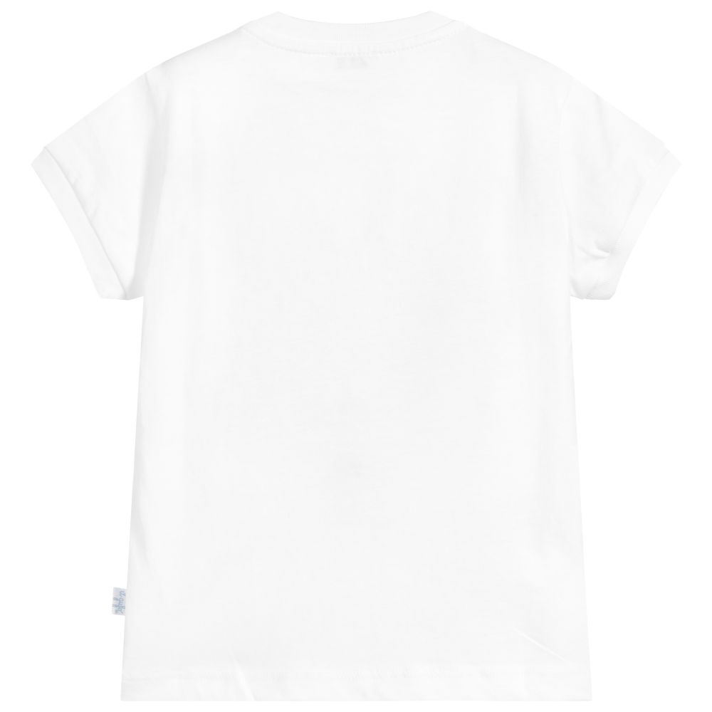 Girls White Butterfly Cotton T-shirt
