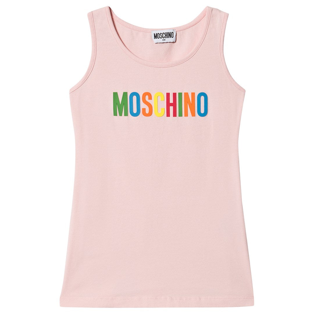 Girls Pink Logo Cotton Tank Top