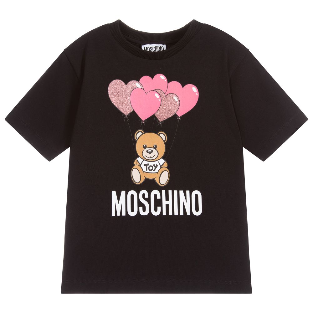 Girls Black Logo Cotton Maxi T-shirt