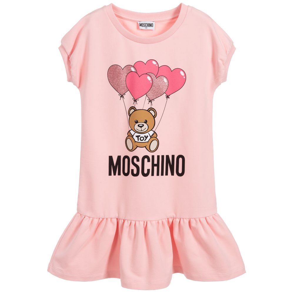 Girls Pink Logo Cotton Dress