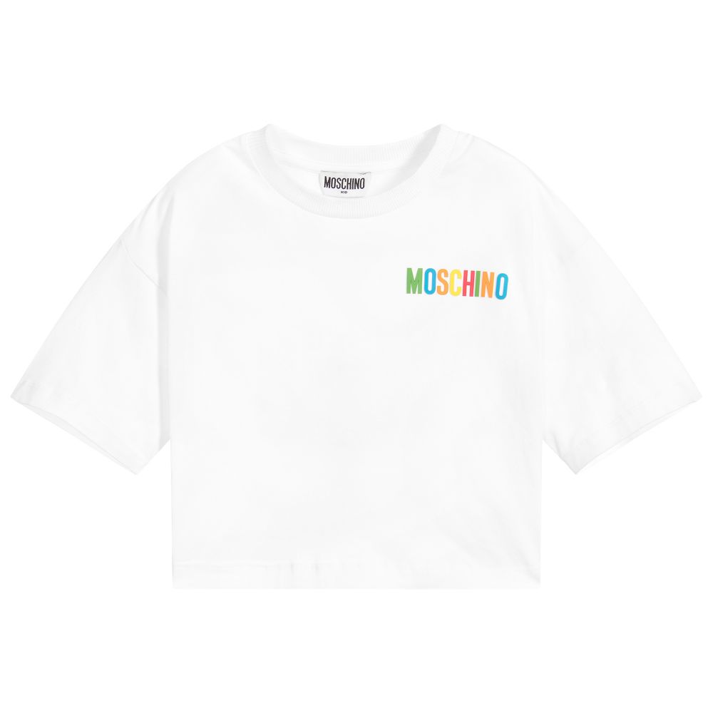 Girls White Cotton T-shirt