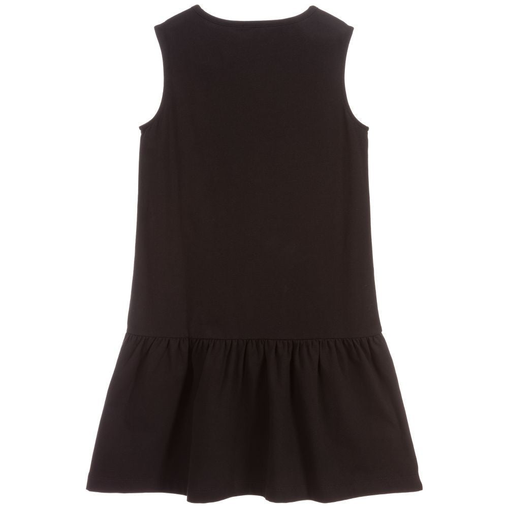 Girls Black Logo Cotton Dress