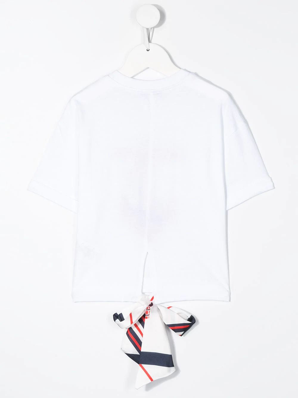 Girls White Printing Cotton T-shirt