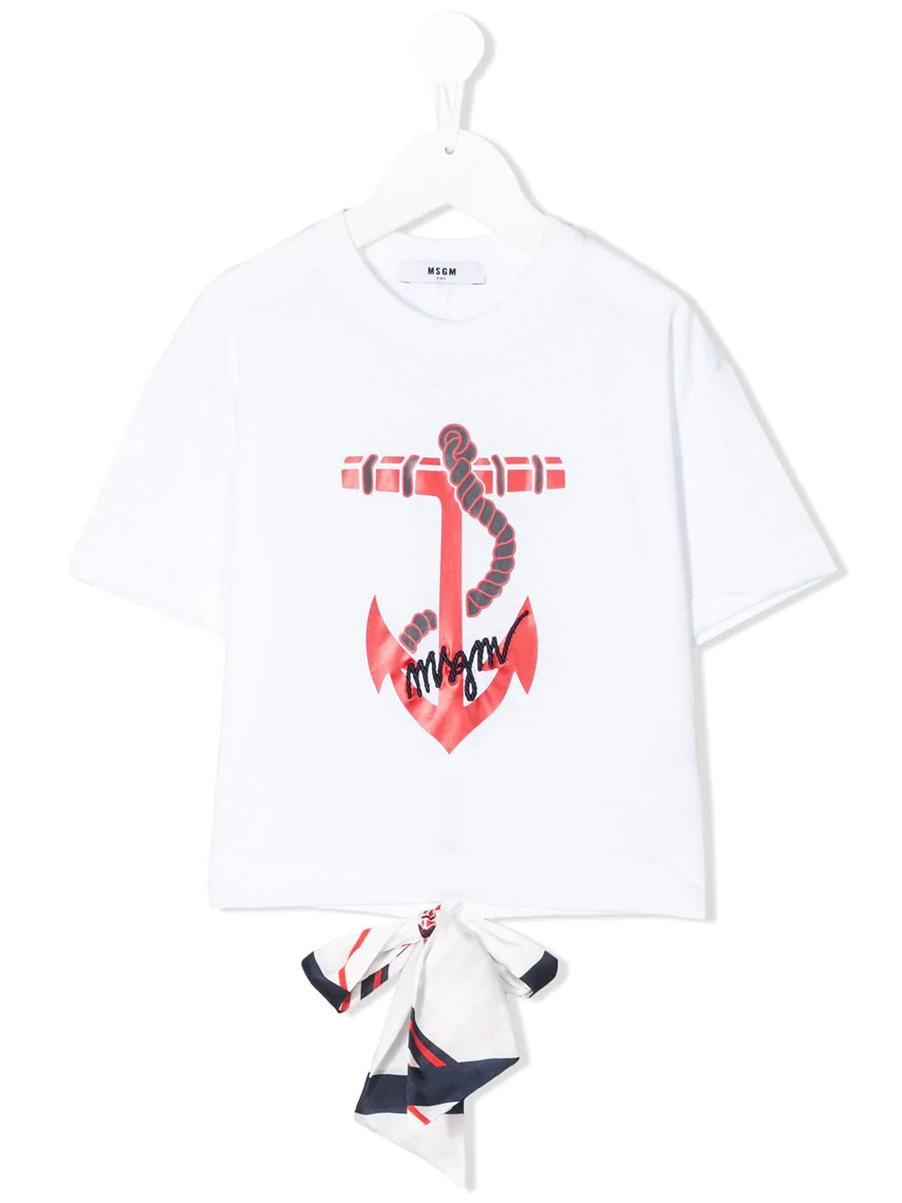 Girls White Printing Cotton T-shirt