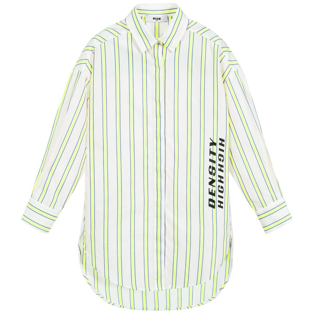 Girls Yellow Striped Cotton Dress