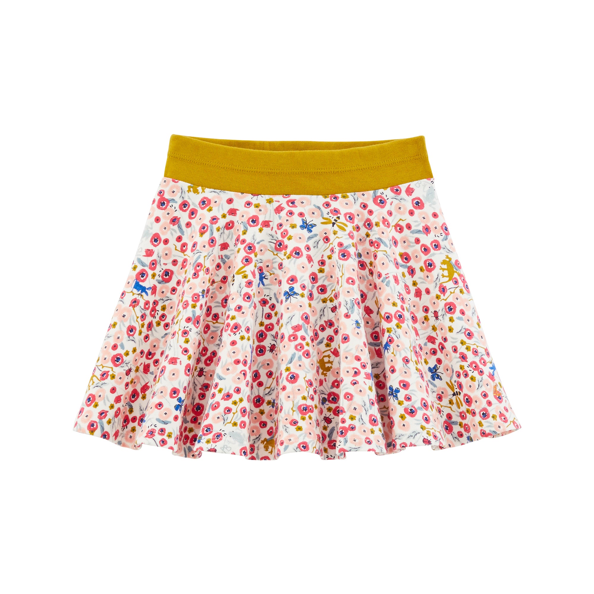 Girls Pink Flower Printed Skirt