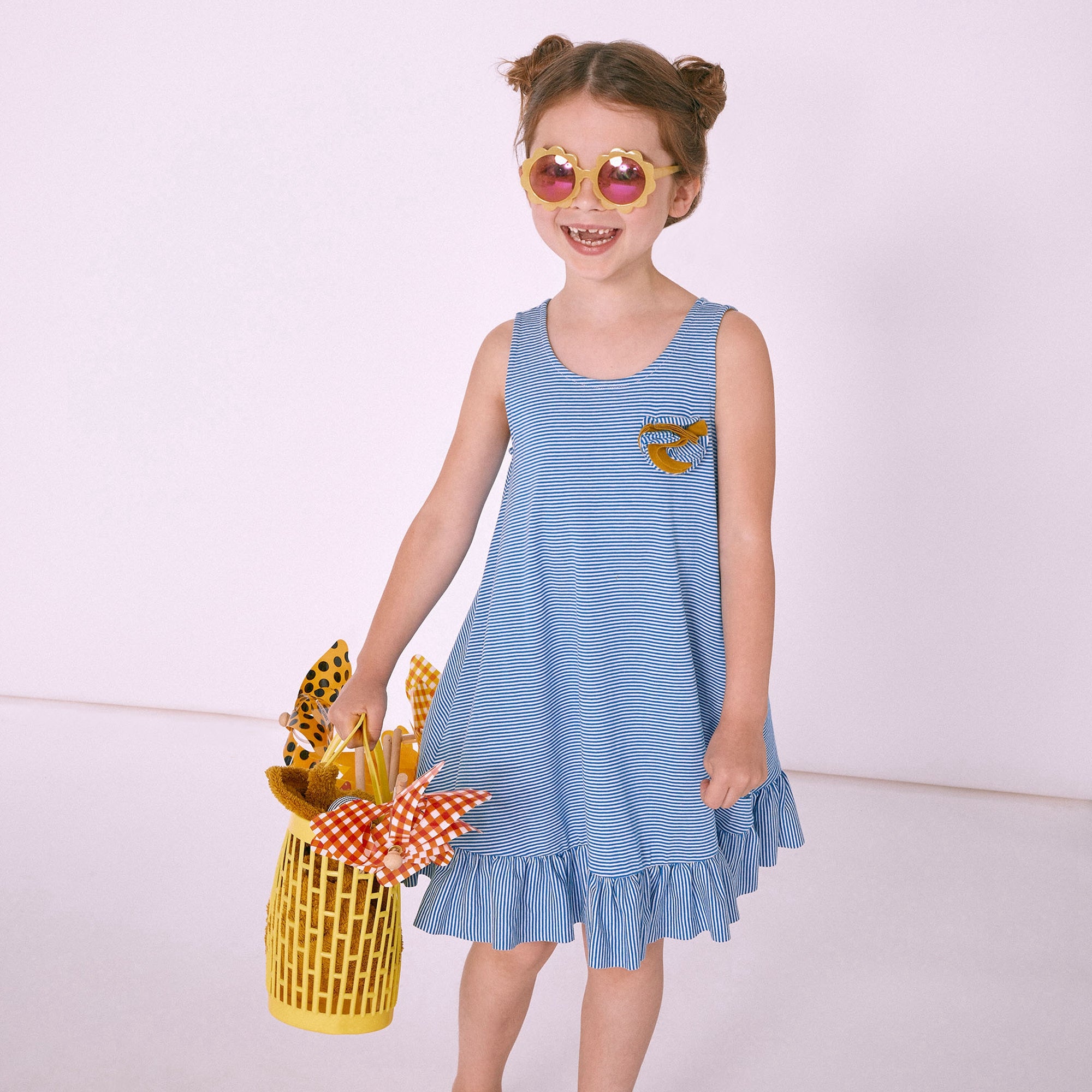 Girls Blue Stripes Dress