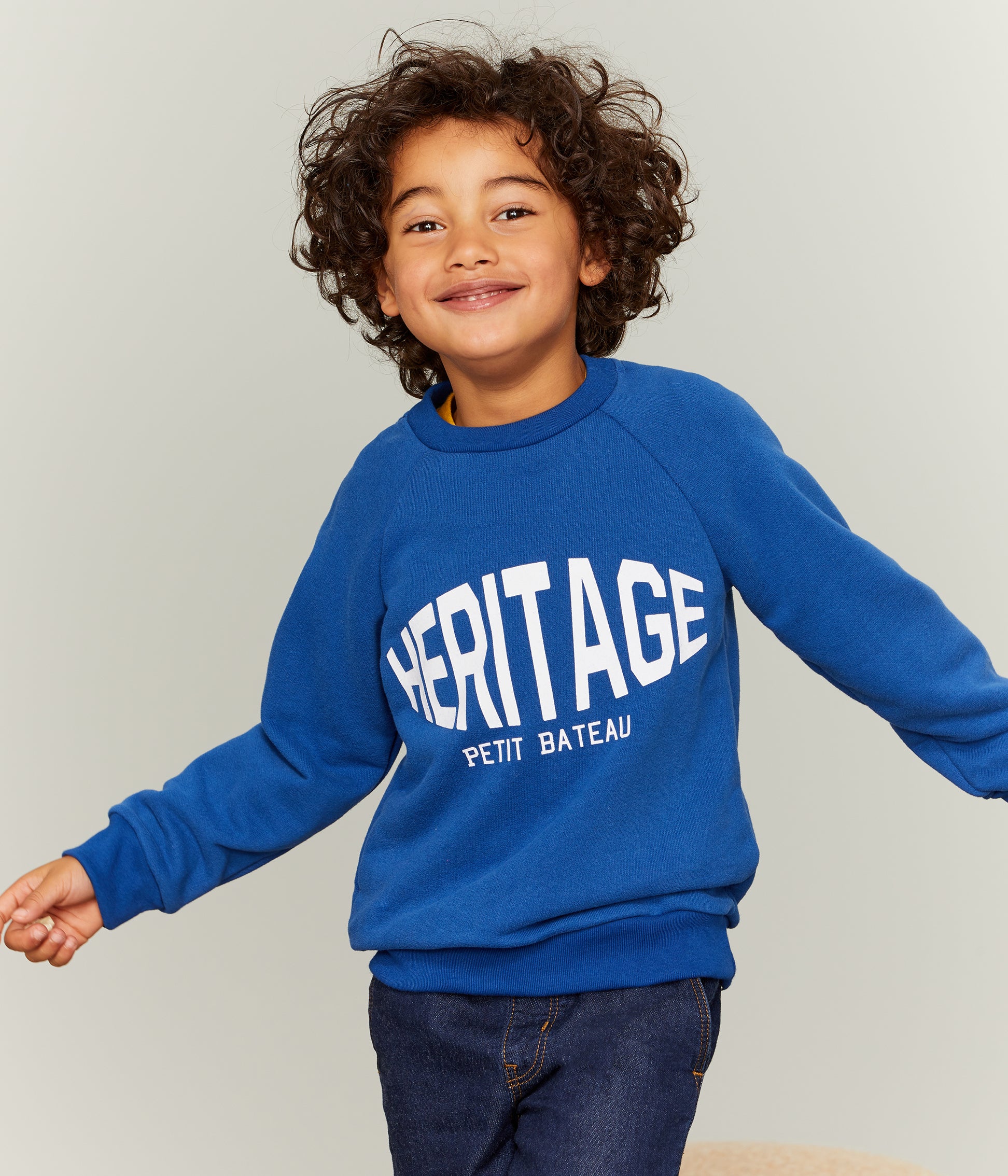 Boys Blue Logo Cotton Sweatshirt