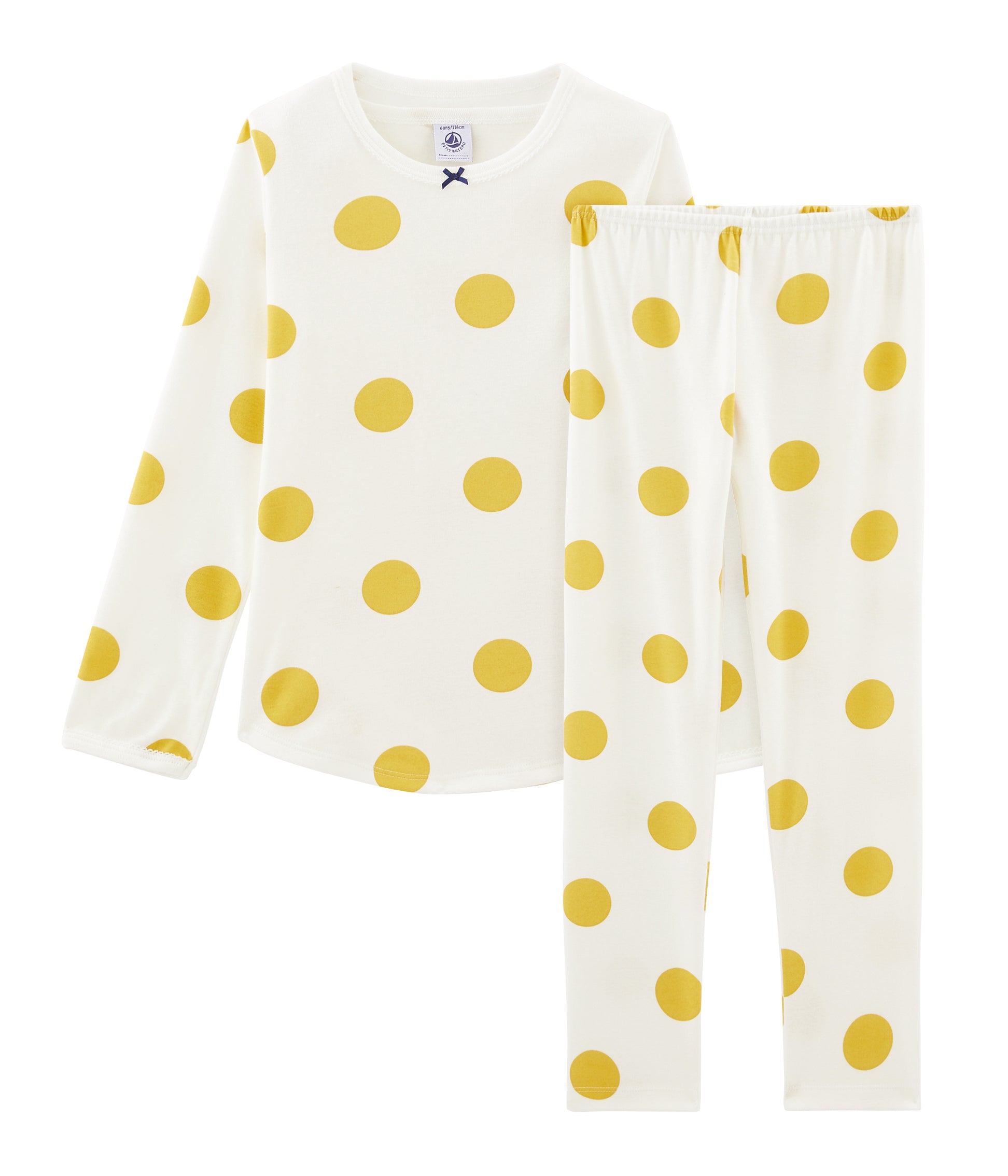Girls White & Yellow Cotton Nightwear Set