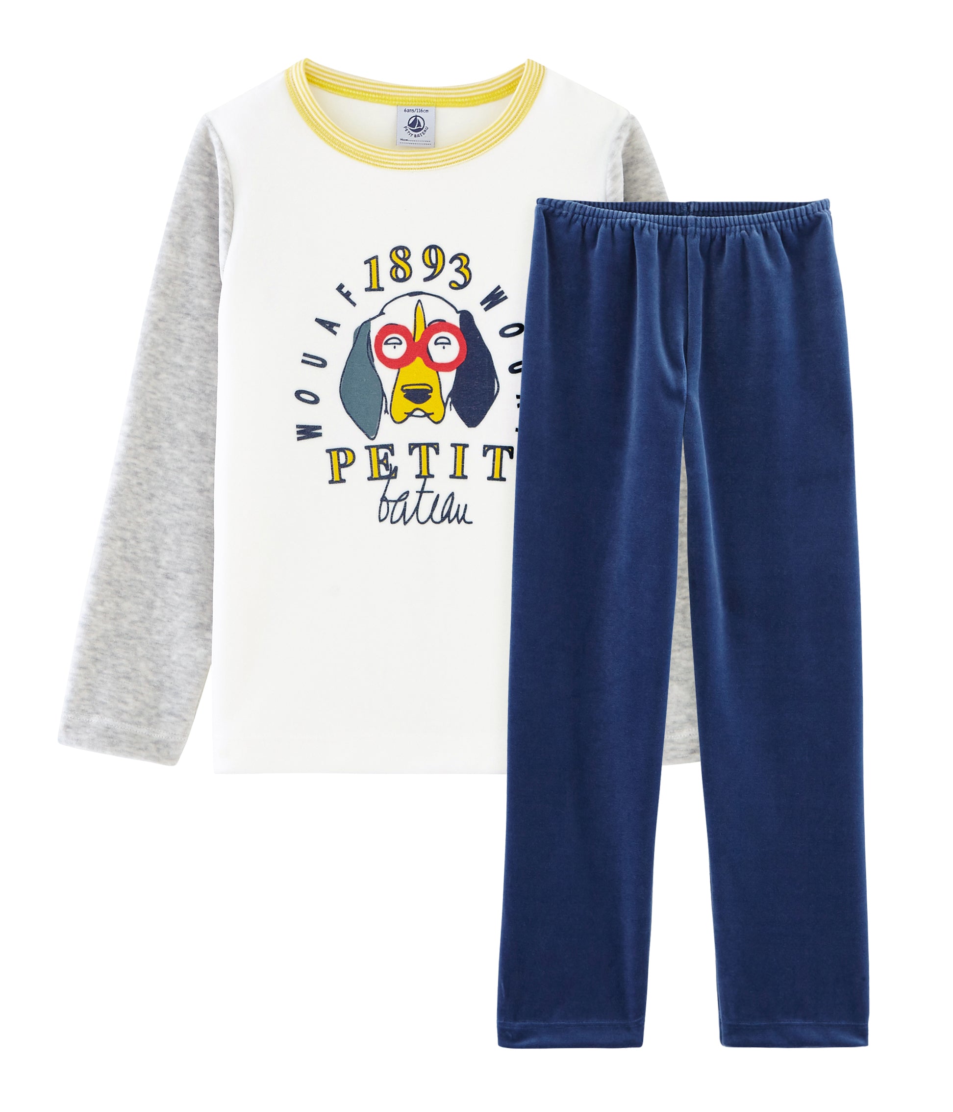 Boys White & Blue Cotton Nightwear Set