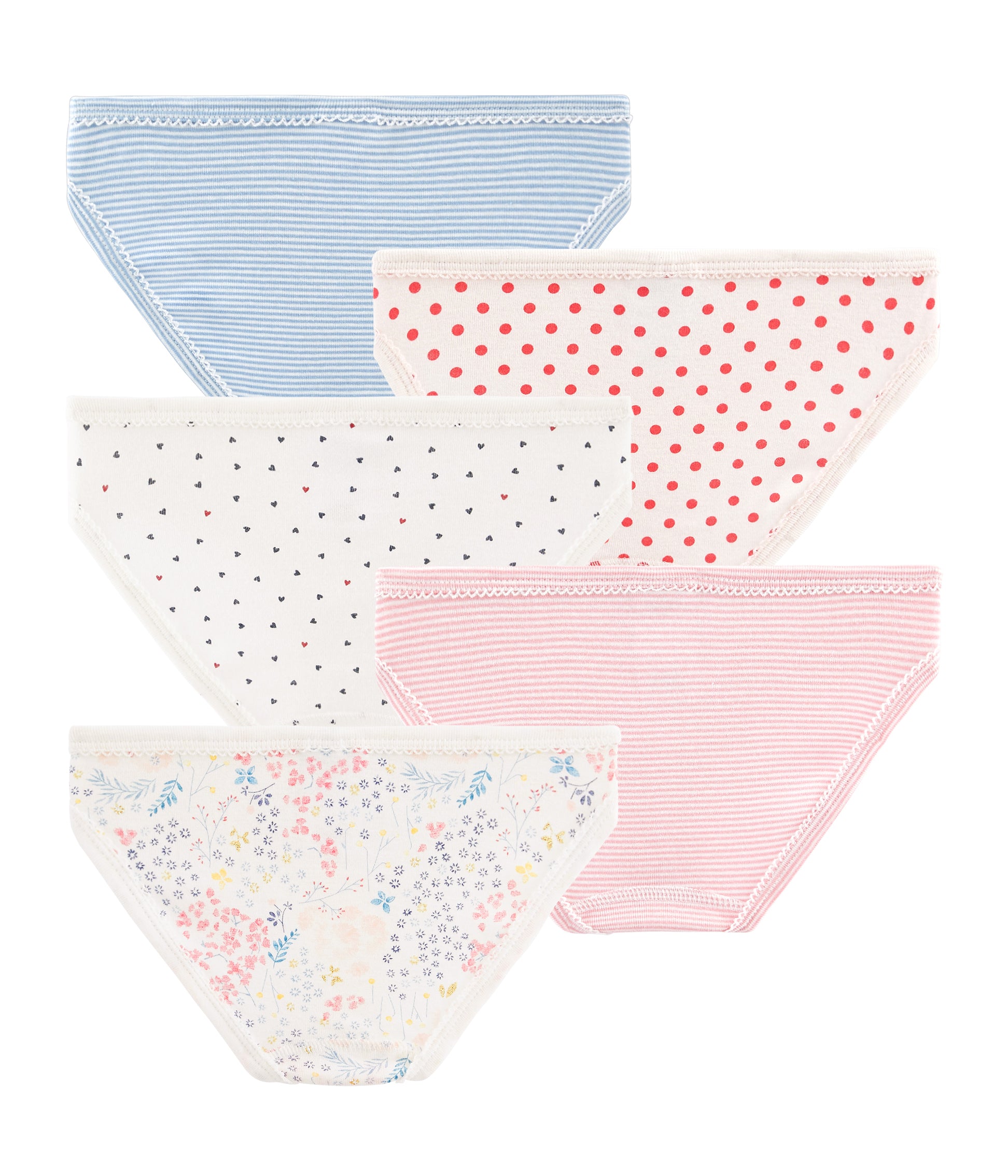 Girls Multicolor Cotton Briefs Set (5 pieces)