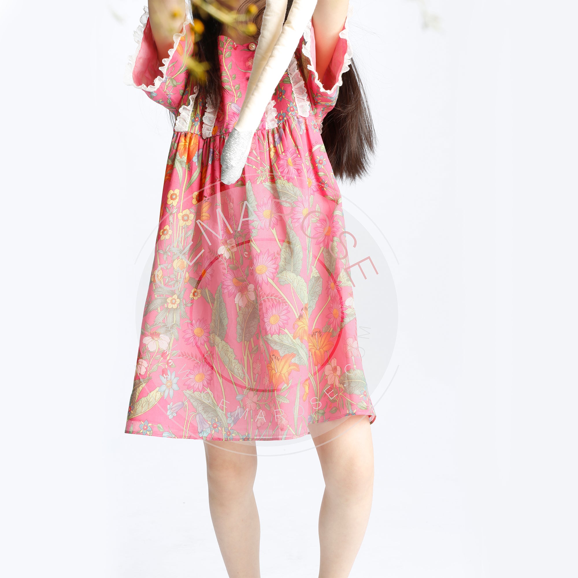 Girls Pink Printed Dress