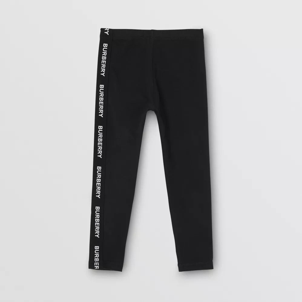 Girls Black Logo Cotton Trousers